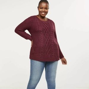 Lane Bryant Womens Cable Knit Shimmer Tunic Sweater